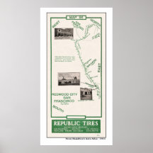 1914 Map, SF to Redwood City Print