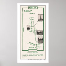 1914 Map, Stockton to Galt via Lodi Print