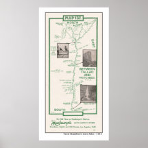 1914 Map, Tahoe, Pacific House to Tallac Poster