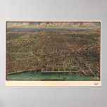 1916 Chicago, IL Birds Eye View Panoramic Map Posters
