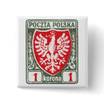 1919 1k Polish Eagle Stamp Pinback Buttons