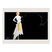 1920s fashion flapper girl drawing postcards