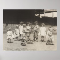 1920's Kids Playing Baseball on Major League Field Posters