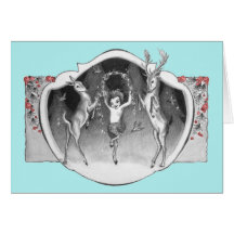 1920's Satyr with Deer Xmas Greeting Card