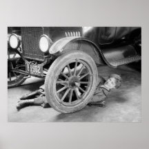 1920s Woman Car Mechanic Print