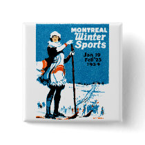 1924 Montreal Winter Sports Poster Pinback Button