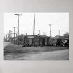 1925 Gas Station and Cars Print