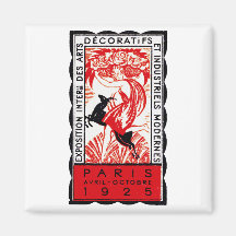 1925 Paris Art Deco Poster Fridge Magnets