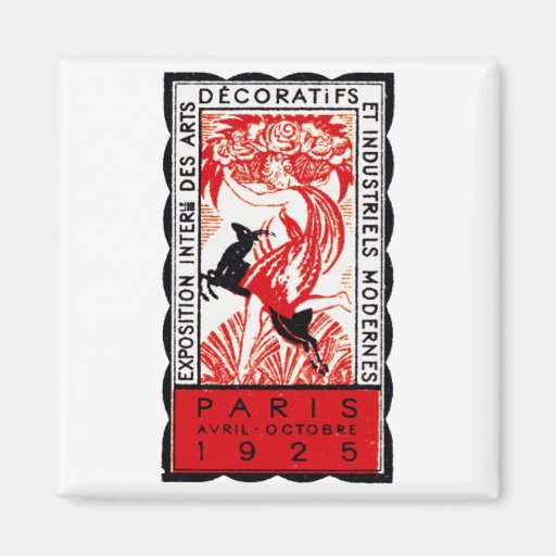 1925 Paris Art Deco Poster Fridge Magnets