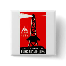 1926 Radio + Broadcasting Poster Pinback Button