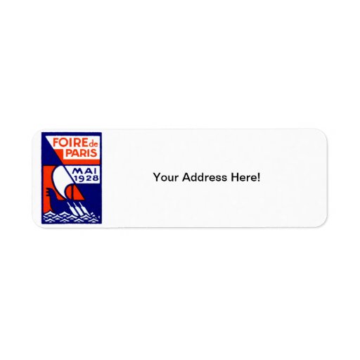 1928 Paris France Fair Poster Return Address Labels