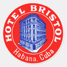 1930 Hotel Bristol Cuba Round Stickers