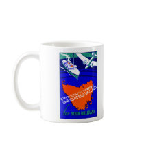 1930 Tasmania Travel Poster Coffee Mugs