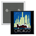 1930 Visit Chicago Poster Button
