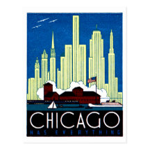 1930 Visit Chicago Poster Post Card