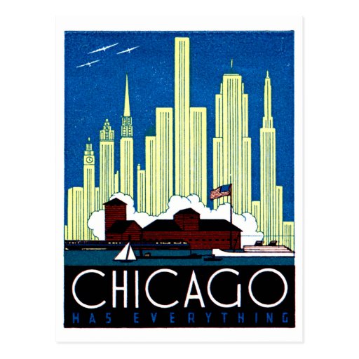 1930 Visit Chicago Poster Post Card