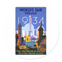 1934 Chicago World's Fair Round Sticker