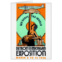 1936 Detroit + Michigan Expo Poster Card