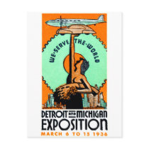 1936 Detroit + Michigan Expo Poster Postcards