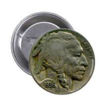 1936 US 'Buffalo' nickel heads button