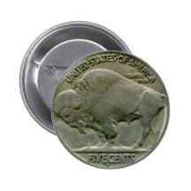 1936 US "Buffalo" nickel tails button