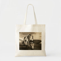 1940 American military pilot and young boy Tote Bag