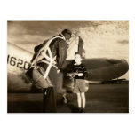 1940 American military pilot and young boy Postcards