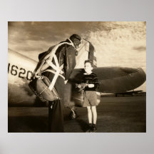 1940 American military pilot and young boy Posters