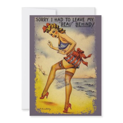 1940s Bathing Beauty Funny Party Invitation by vintageamerican