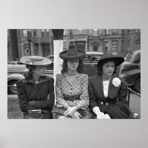 1940s Chicago Hat Fashion Print