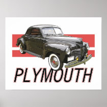 1941 Plymouth coupe with graphic and text. Posters