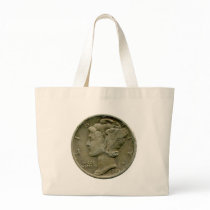 1943 US Mercury dime obverse tote bag
