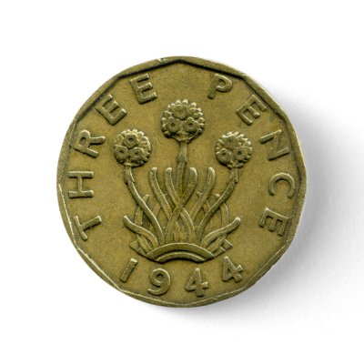 1944 British three pence button by AuntiesLunchMoney
