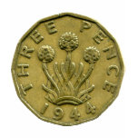 1944 British three pence t-shirt