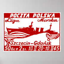 1945 Polish Navy Ship Dragon Poster