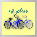 1950 Bicycle Watercolor Drawing Poster
