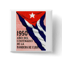 1950 Cuban Flag Poster Buttons