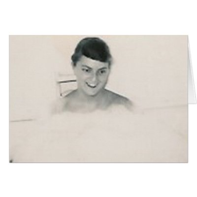 1950's lady in bath tub card by amazingvintage