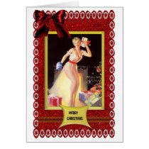 1950's pin up girl christmas card