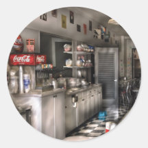 1950's -  The Soda Fountain Round Stickers