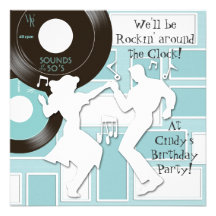 1950's Theme Birthday Party Invitations