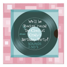 1950's Theme Birthday Party Invitations