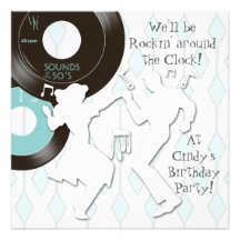 1950's Theme Birthday Party Invitations