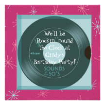 1950's Theme Birthday Party Invitations