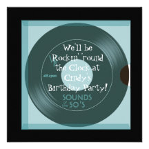 1950's Theme Birthday Party Invitations