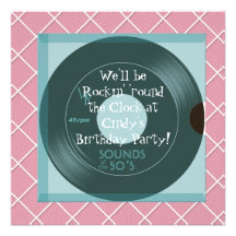 1950's Theme Birthday Party Invitations