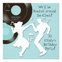 1950's Theme Birthday Party Invitations