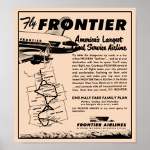 1953 Frontier Airlines Ad Reprint