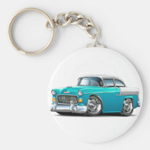 1955 Chevy Belair Turquoise-White Car Keychains