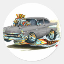 1957 Chevy 150-210 Grey Car Round Stickers